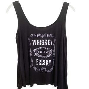Full Tilt Whiskey Makes Me Frisky Black Cropped Tank